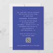 Invitation BAR MITZVAH Ultra moderne bleu blanc QR CODE RSVP (Dos)