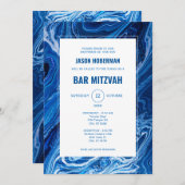 Invitation Bar Mitzvah Vagues d'océan bleues élégantes (Devant / Derrière)