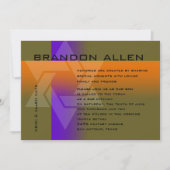 Invitation Bar Mitzvah violet et orange sur n'importe quelle  (Devant)