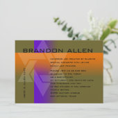 Invitation Bar Mitzvah violet et orange sur n'importe quelle  (Debout devant)