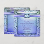 Invitation Bar Mitzvah violet et sarcelle bleu (Devant / Derrière)