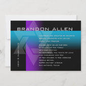 Invitation Bar Mitzvah violet et turquoise sur n'importe quel (Devant)