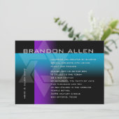 Invitation Bar Mitzvah violet et turquoise sur n'importe quel (Debout devant)