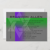 Invitation Bar Mitzvah violet et vert sur n'importe quelle co (Devant)