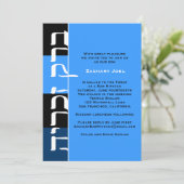 Invitation Bar Mitzvah Zachary Hebrew Blue (Debout devant)