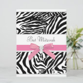 Invitation Bar Mitzvah Zèbre Rose (Debout devant)
