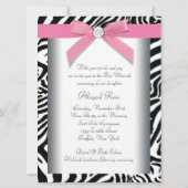 Invitation Bar Mitzvah Zèbre Rose (Dos)