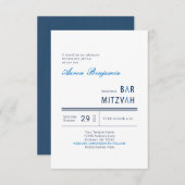Invitation Bar moderne bleu Mitzvah (Devant / Derrière)