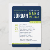 Invitation BAR MODERNE MITZVAH cool bold bloc marine citron v (Devant)