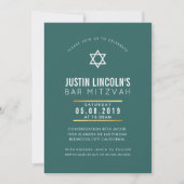 Invitation BAR MODERNE MITZVAH fête plain bold minimal vert (Devant)