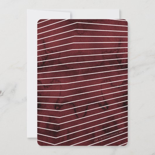 Invitation BAR MODERNE MITZVAH marron rouge motif simple (Dos)