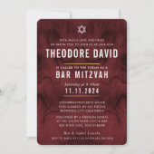 Invitation BAR MODERNE MITZVAH marron rouge motif simple (Devant)