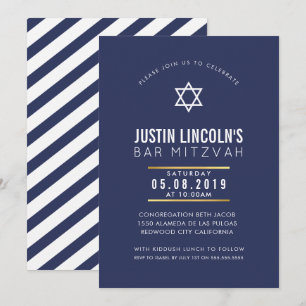 Invitation BAR MODERNE MITZVAH parti plaine audacieuse marine