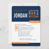 Invitation BAR MODERNE MITZVAH tendance bold bloc marine oran (Devant)
