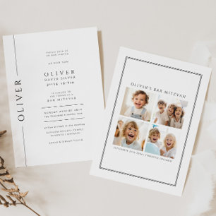 Invitation Bar moderne noir et blanc Mitzvah Photo