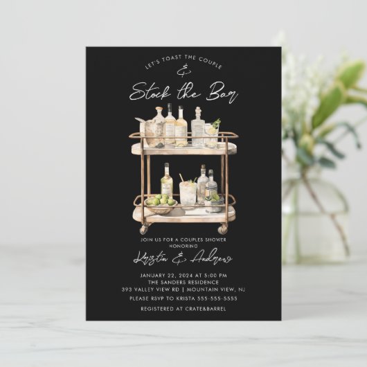 Invitation Bar moderne Panier Couples Douche (Debout devant)
