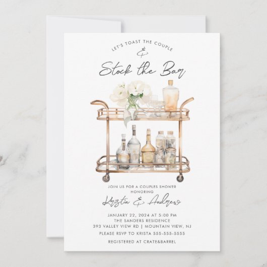 Invitation Bar moderne Panier Couples Douche (Devant)
