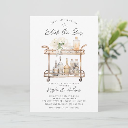 Invitation Bar moderne Panier Couples Douche (Debout devant)