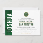 Invitation BAR MONOGRAM MODERNE MITZVAH barre latérale or ver (Devant)
