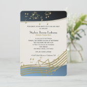 Invitation Bar Musique bleu et or Mitzvah (Debout devant)