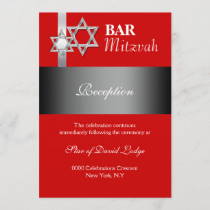 Invitation Bar rouge gris mitzvah RÉCEPTION