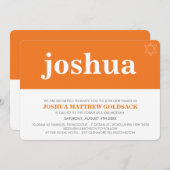 Invitation BAR SIMPLE MITZVAH cool moderne nom étoile orange (Devant / Derrière)