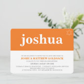 Invitation BAR SIMPLE MITZVAH cool moderne nom étoile orange (Debout devant)