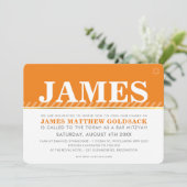 Invitation BAR SIMPLE MITZVAH moderne juive étoile orange (Debout devant)