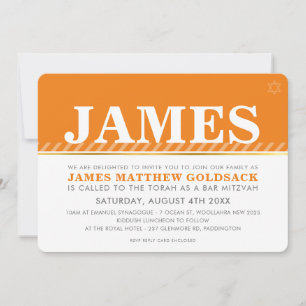 Invitation BAR SIMPLE MITZVAH moderne juive étoile orange