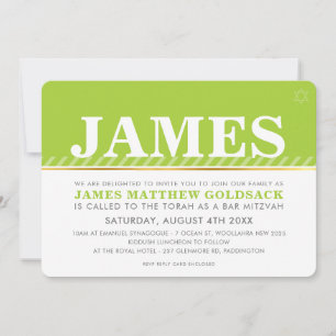 Invitation BAR SIMPLE MITZVAH moderne juive étoile vert citro