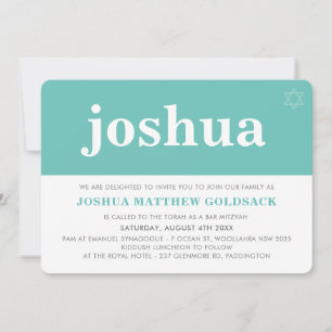 Invitation BAR SIMPLE MITZVAH moderne minimaliste étoile vert