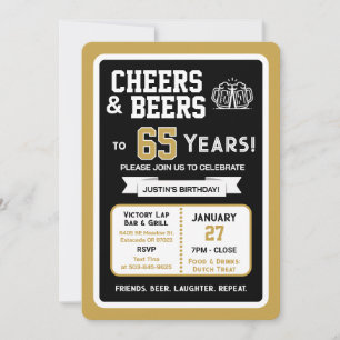 Invitation Bar sportif Joyeux anniversaire et bières pour 65