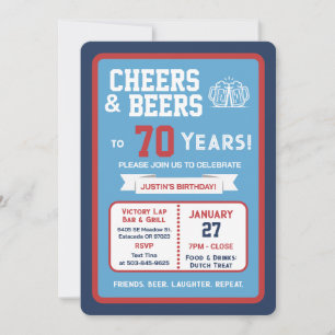 Invitation Bar sportif Joyeux anniversaire et bières pour 70