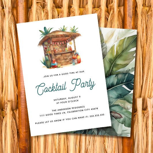 Invitation Bar Tiki Fête Tropicale de Cocktails Jardin d'Été