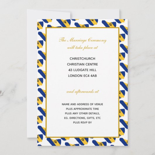 Invitation BARBADOS Christian Gold Script Celebration Mariage (Dos)
