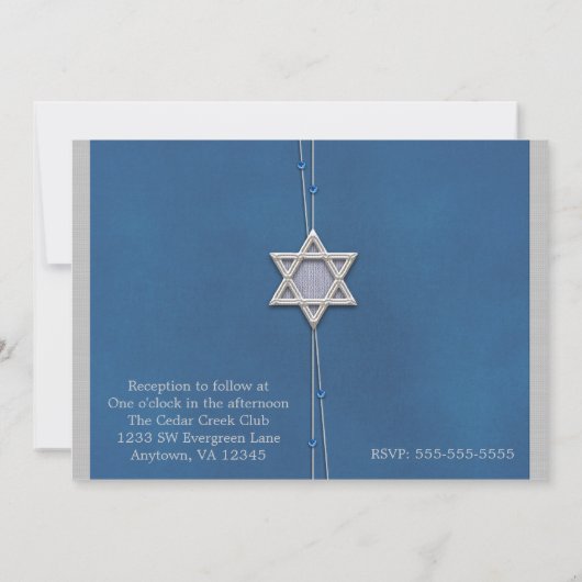 Invitation Barbar Mitzvah Silver Star Blue Beads (Dos)