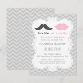 Invitation Barbe et Lèvres Grises Baby Shower pour Dévoiler l (Devant / Derrière)