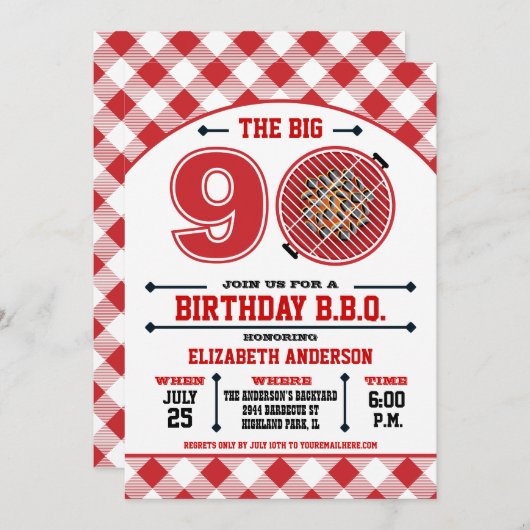 Invitation barbecue 90e anniversaire (Devant / Derrière)