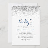 Invitation Barbecue Baby shower Confetti bébé Argent (Devant)