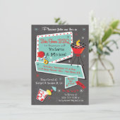 Invitation Barbecue Baby shower Retro Chalkboard (Debout devant)