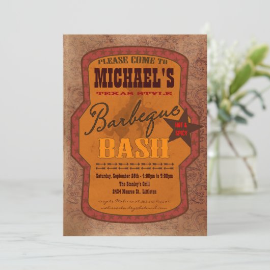 Invitation Barbecue Bash - Style occidental ou tex (Debout devant)
