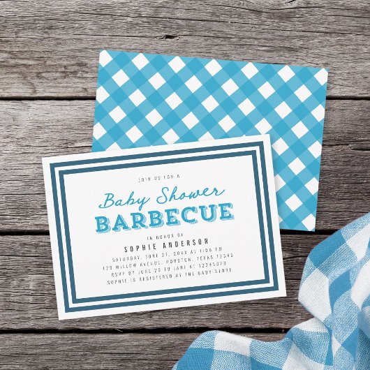 Invitation Barbecue Blue En vichy Baby shower