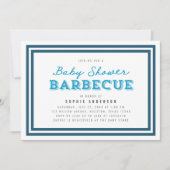 Invitation Barbecue Blue En vichy Baby shower (Devant)