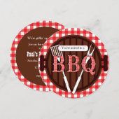 Invitation Barbecue Country Gingham BBQ Barbecue (Devant / Derrière)