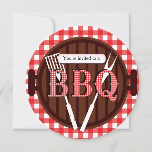 Invitation Barbecue Country Gingham BBQ Barbecue (Devant)