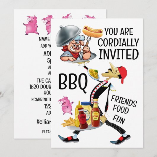 Invitation Barbecue / Cueillette de porc (Devant / Derrière)