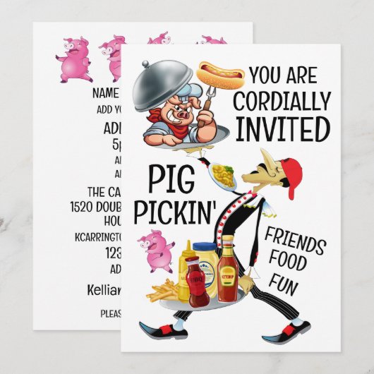 Invitation Barbecue / Cueillette de porc (Devant / Derrière)