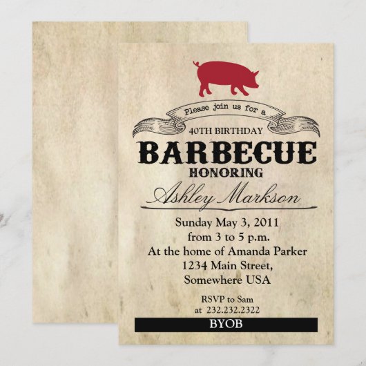 Invitation Barbecue d'anniversaire (Devant / Derrière)