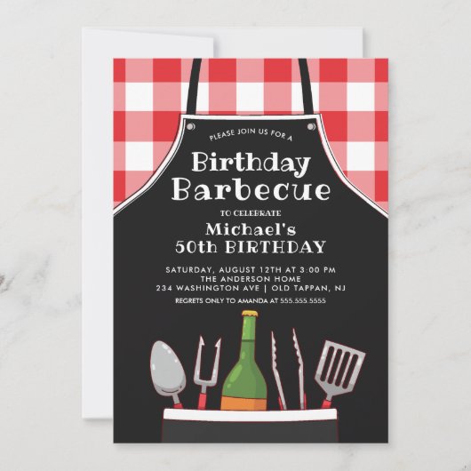 Invitation barbecue d'anniversaire unique (Devant)