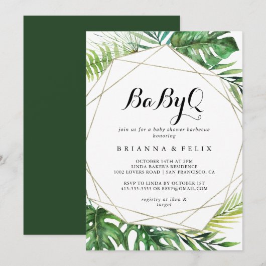 Invitation Barbecue de Baby shower Geometry Destination BabyQ (Devant / Derrière)